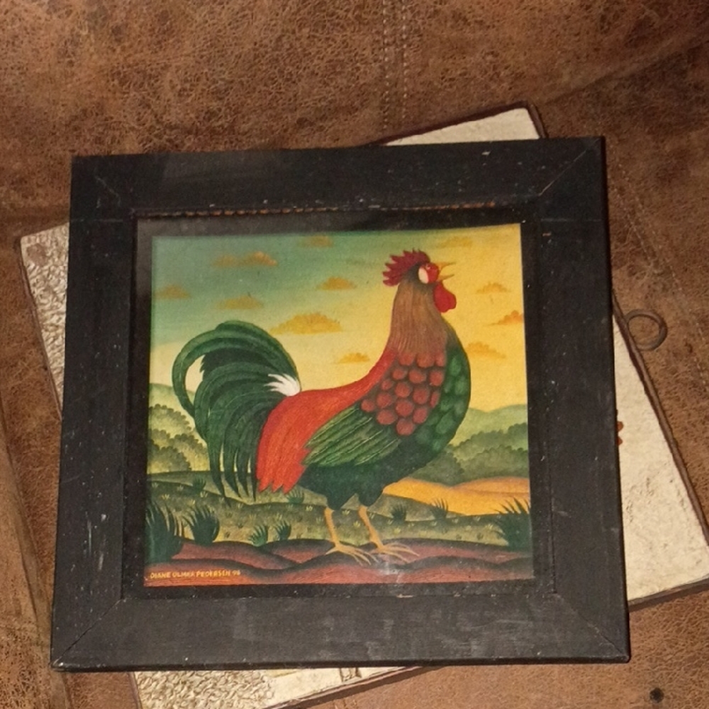 Colorful Rooster Framed Art